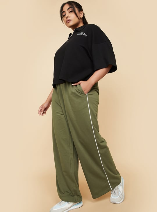 Women Side Striped Wide-Leg Track Pants