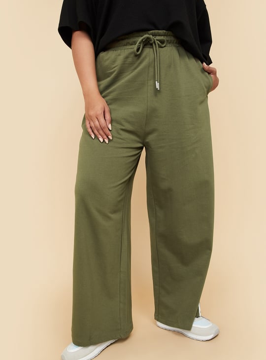 Women Side Striped Wide-Leg Track Pants