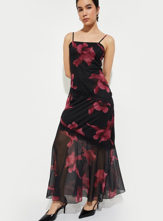 URB_N Women Printed Strappy Maxi Dress