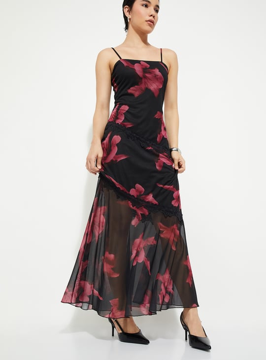 URB_N Women Printed Strappy Maxi Dress