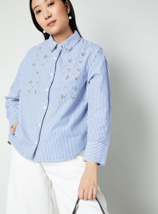 Women Striped Embellished Shirt