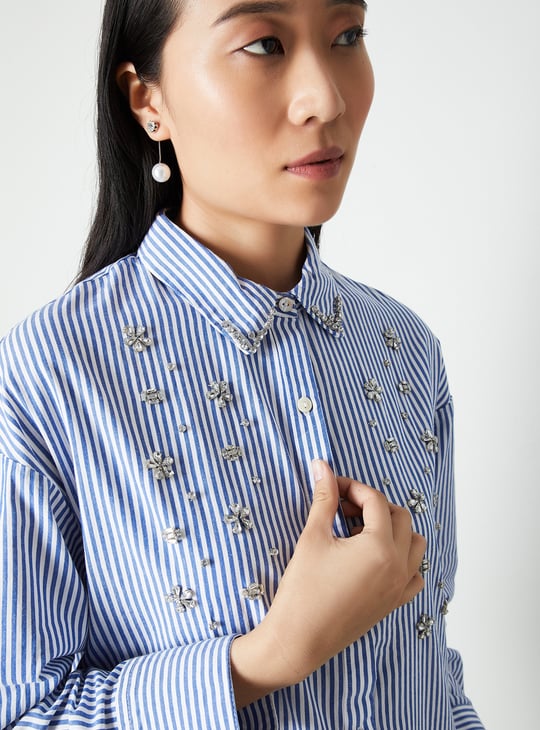 Women Striped Embellished Shirt