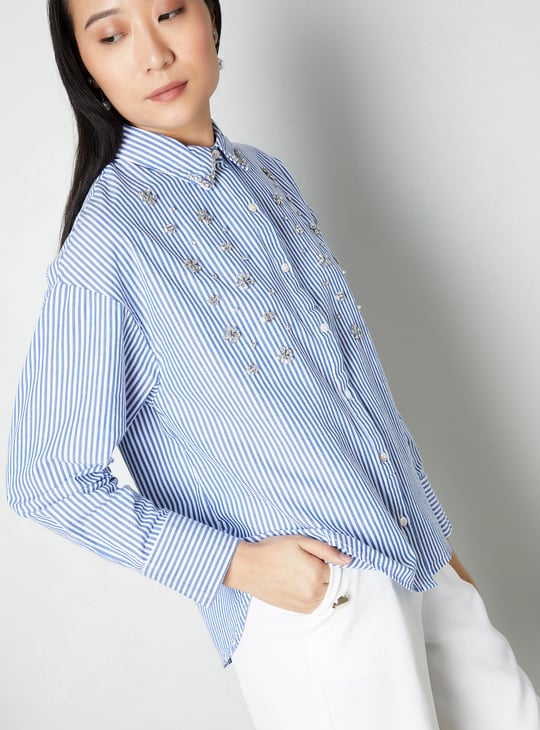 Women Striped Embellished Shirt