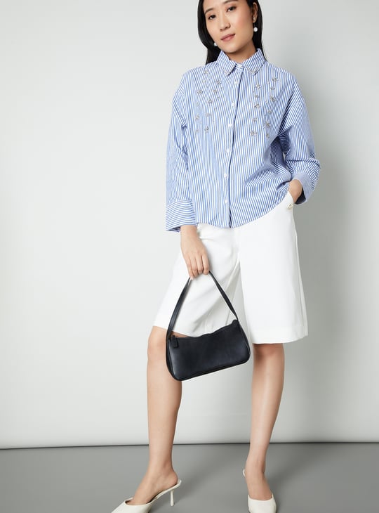 Women Striped Embellished Shirt