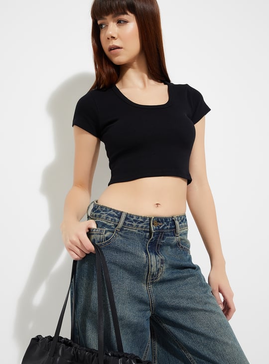 URB_N Women Ribbed Crop T-shirt