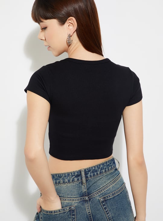 URB_N Women Ribbed Crop T-shirt