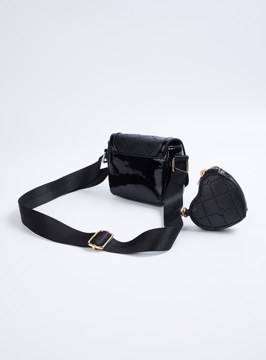 Girls Perforated Sling Bag with Pouch