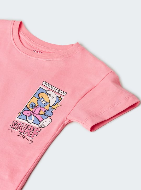 Girls Smurf Printed T-shirt