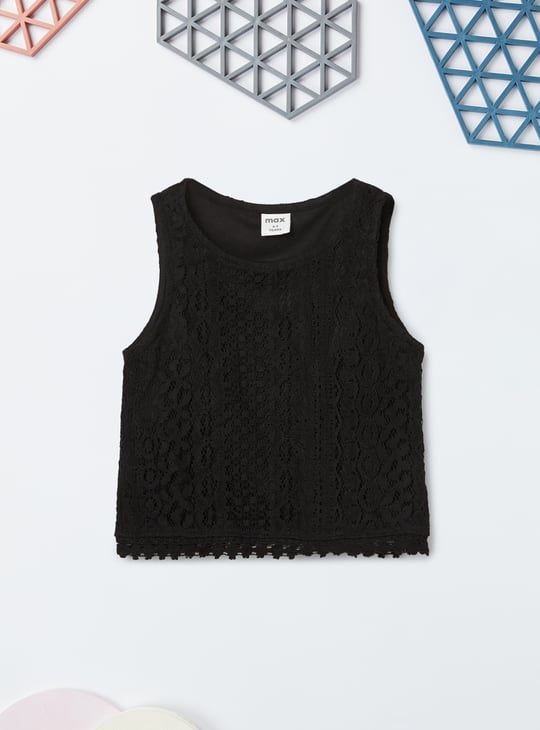 Girls Lace Embroidered Shorts Set