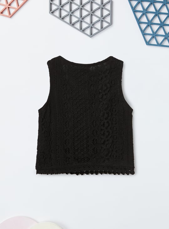 Girls Lace Embroidered Shorts Set