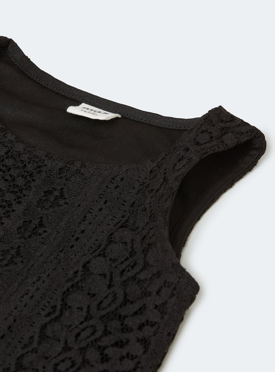 Girls Lace Embroidered Shorts Set