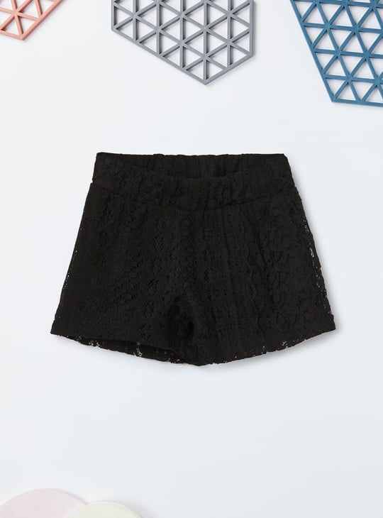 Girls Lace Embroidered Shorts Set