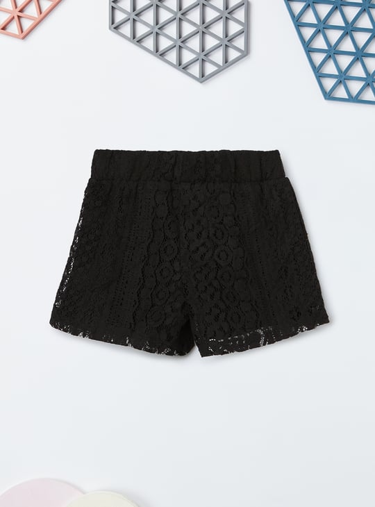 Girls Lace Embroidered Shorts Set