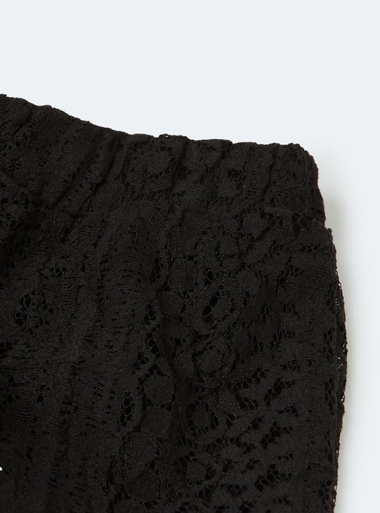 Girls Lace Embroidered Shorts Set