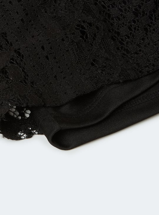 Girls Lace Embroidered Shorts Set