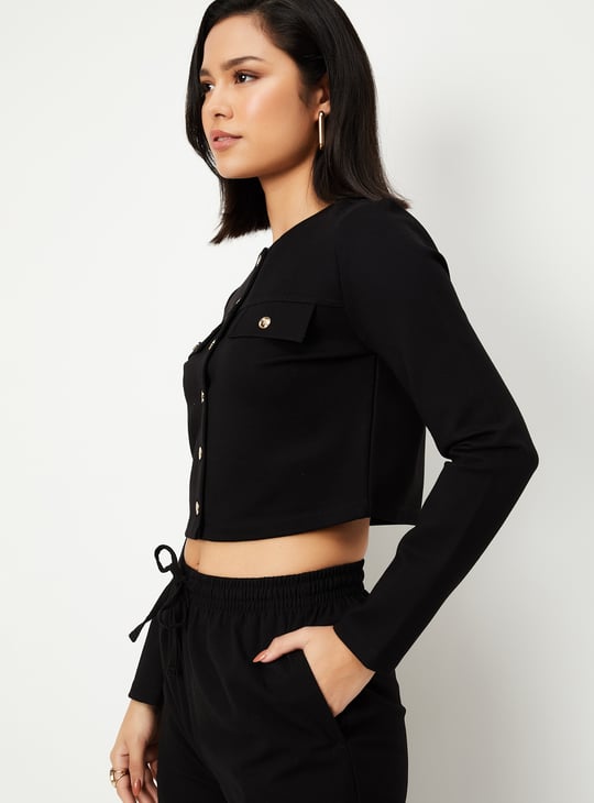 Women Solid Crop Jacket