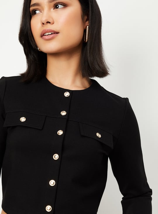 Women Solid Crop Jacket