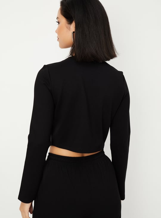 Women Solid Crop Jacket