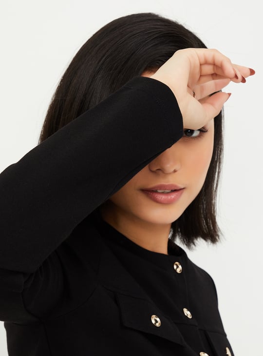 Women Solid Crop Jacket