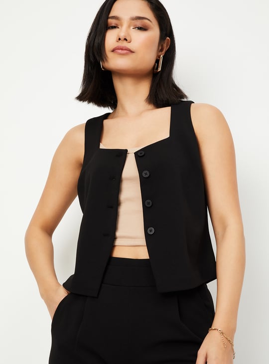 Women Solid Waistcoat Top