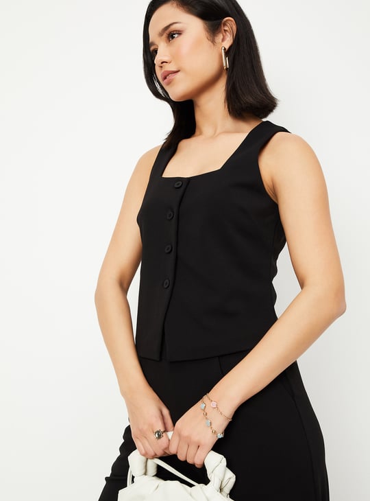 Women Solid Waistcoat Top