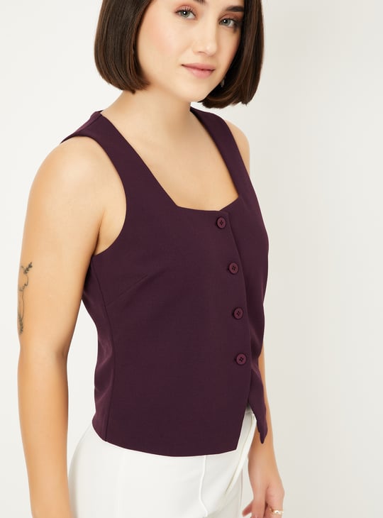 Women Solid Waistcoat Top