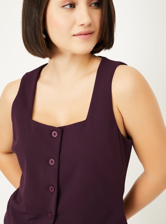 Women Solid Waistcoat Top