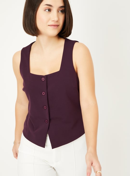 Women Solid Waistcoat Top