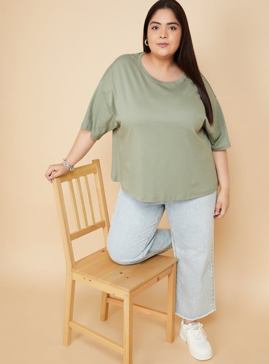 Women Solid Oversized Boxy T-shirt