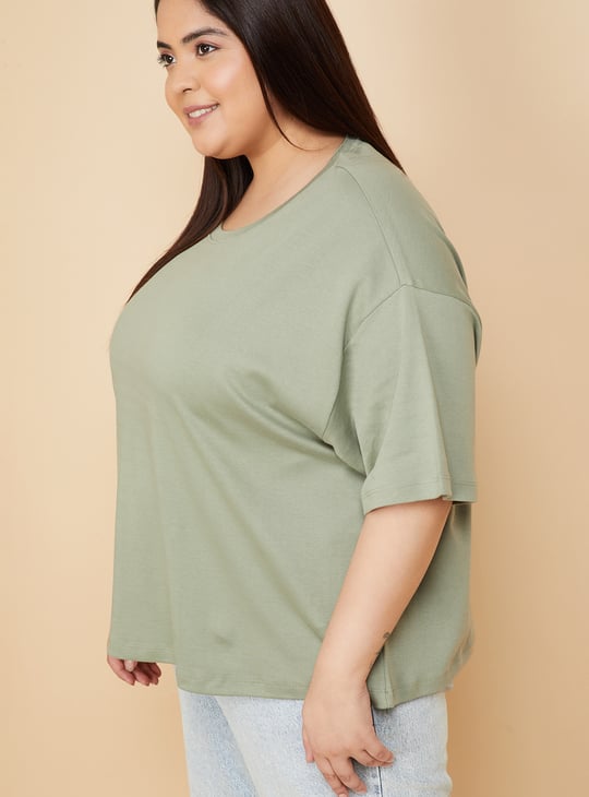 Women Solid Oversized Boxy T-shirt