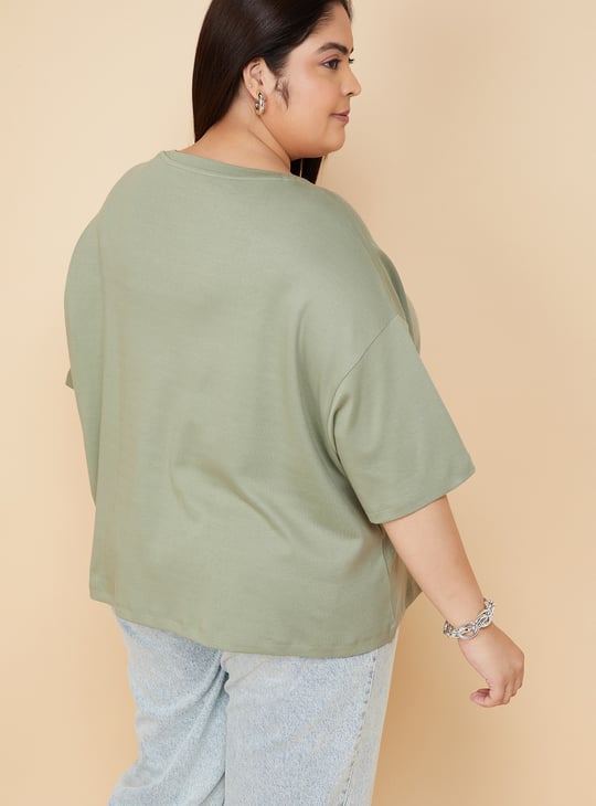 Women Solid Oversized Boxy T-shirt