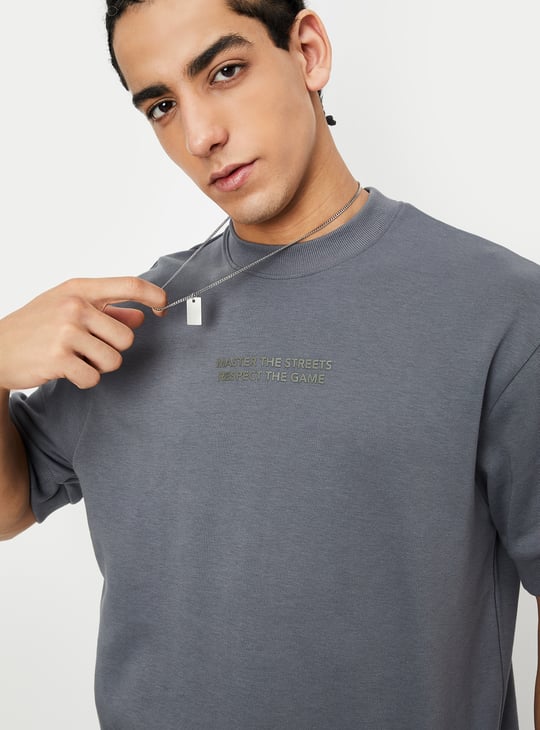 Men Solid Oversized Athleisure T-shirt