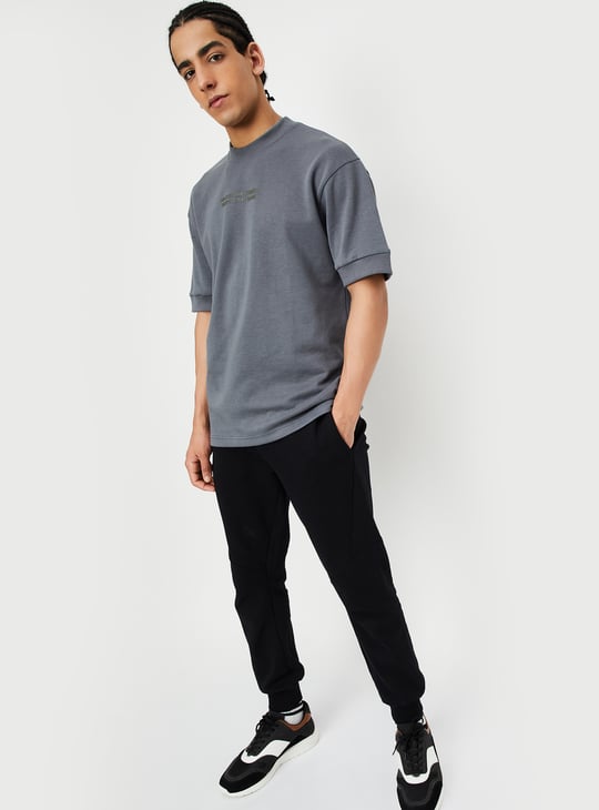 Men Solid Oversized Athleisure T-shirt