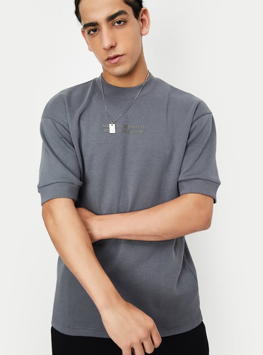 Men Solid Oversized Athleisure T-shirt