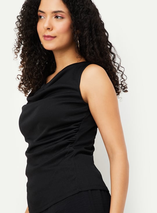 Women Solid Cowl Neck Top