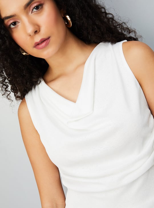 Women Solid Cowl Neck Top