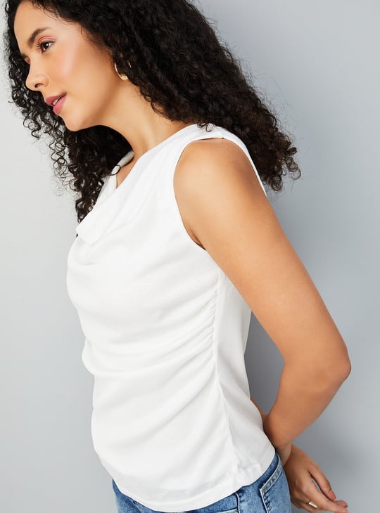 Women Solid Cowl Neck Top