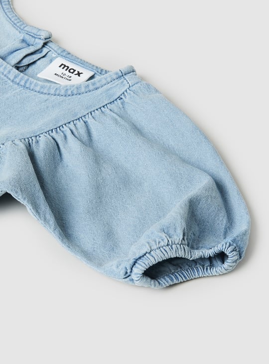 Girls Yoke Embroidered Fit and Flare Dress