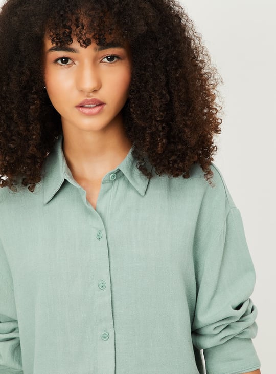 Women Woven Crop Shirt