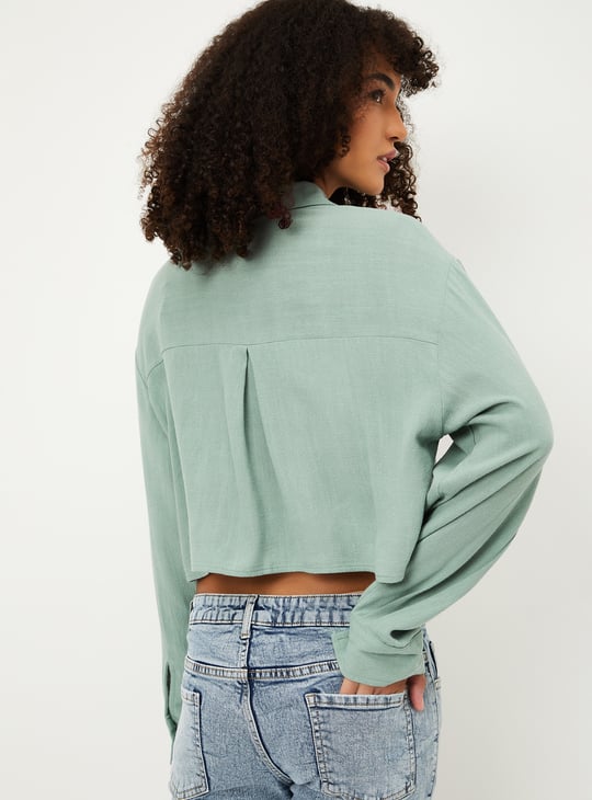 Women Woven Crop Shirt