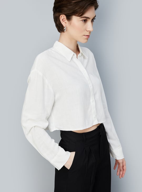 Women Woven Crop Shirt