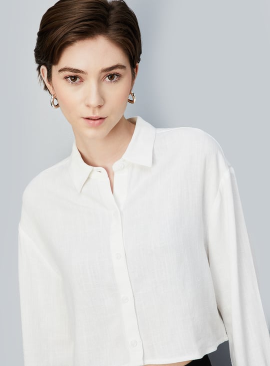 Women Woven Crop Shirt