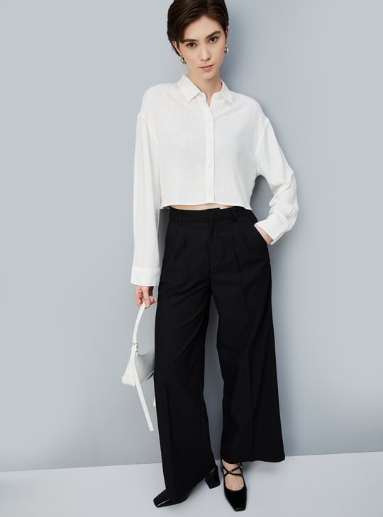 Women Woven Crop Shirt