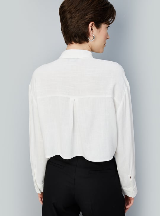 Women Woven Crop Shirt