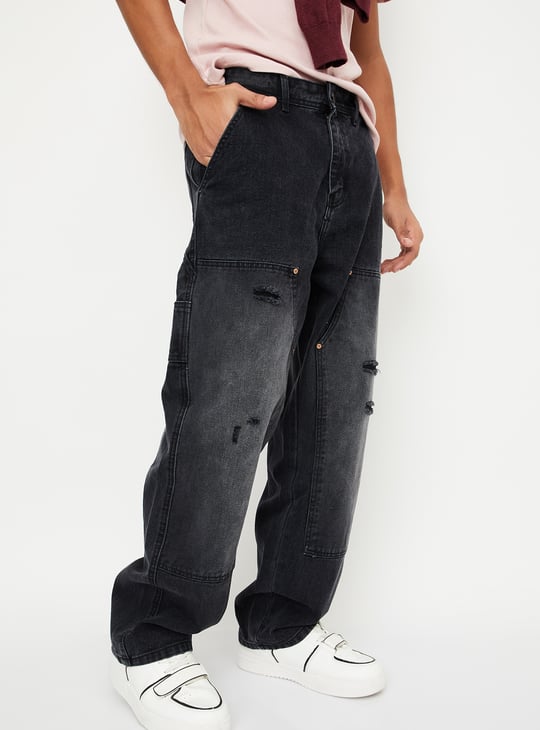 Men Distressed Loose Fit Carpenter Jeans