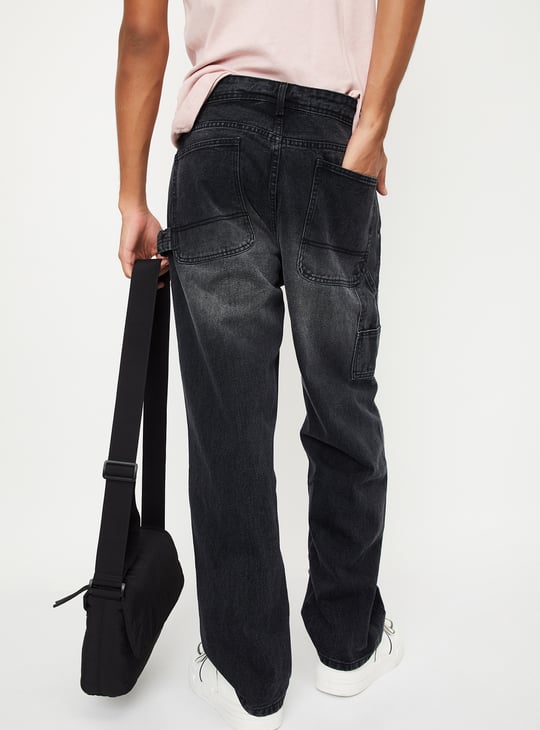 Men Distressed Loose Fit Carpenter Jeans