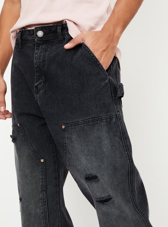 Men Distressed Loose Fit Carpenter Jeans