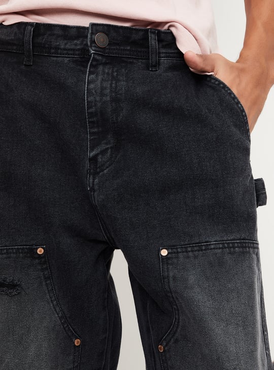 Men Distressed Loose Fit Carpenter Jeans