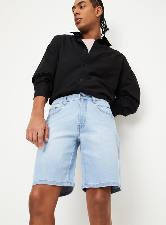 Men Washed Denim Shorts