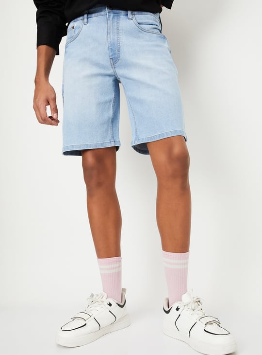 Men Washed Denim Shorts